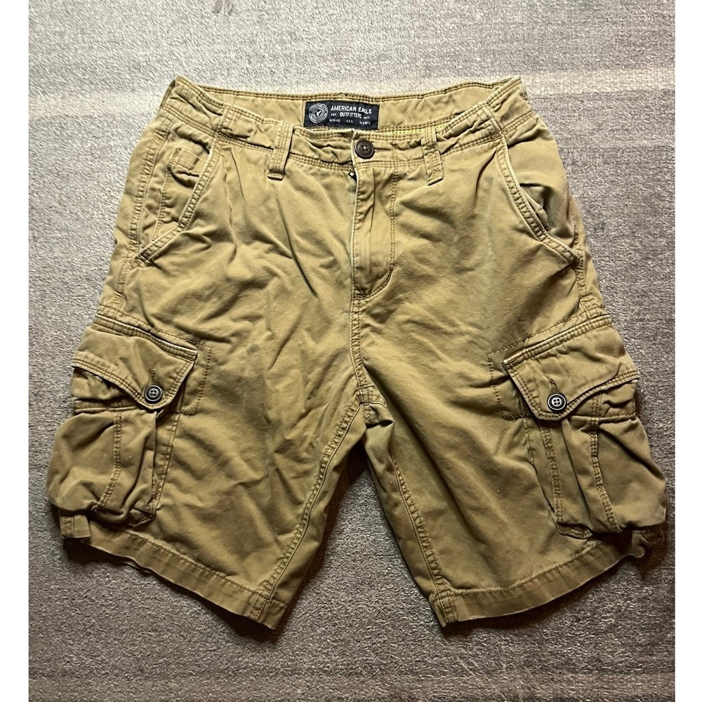American Eagle Outfitters Mens Khaki Cargo Shorts Size 30 Cotton Twill Utility